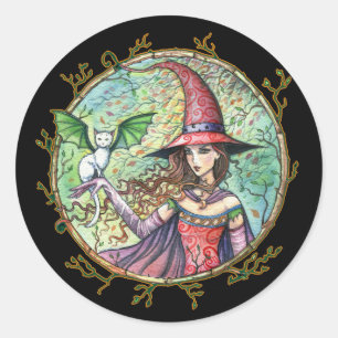 Adesivo Vinhetas Brancas de Bruxas do Halloween