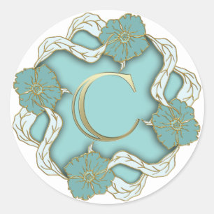 Adesivo vinhetas C iniciais monograma