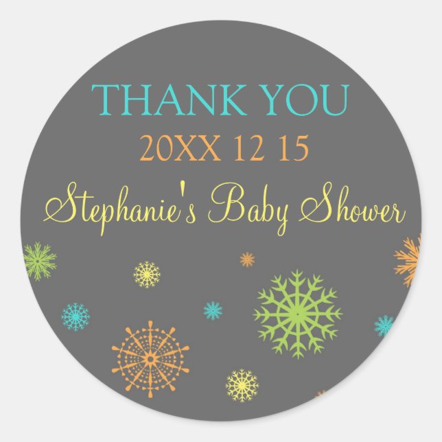 Adesivo Vinhetas Chá de fraldas Coloridas para Inverno (Frente)