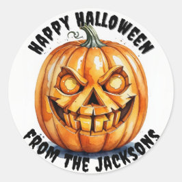 Adesivo Vinhetas clássicas redondas de Halloween felizes c