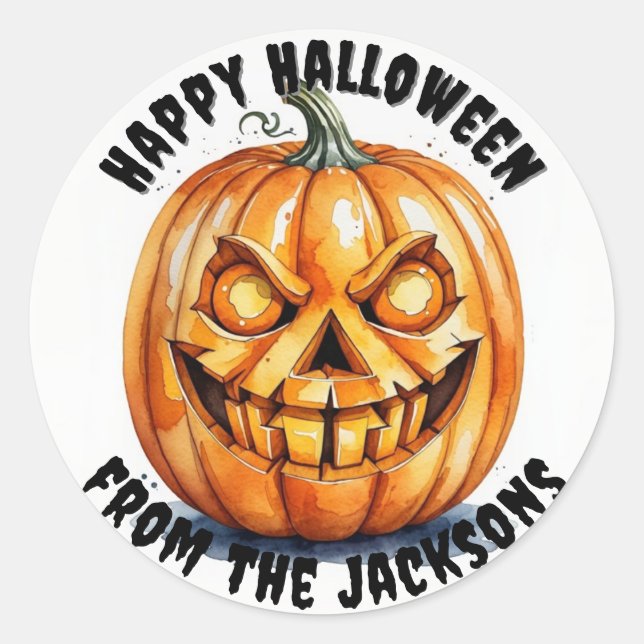 Adesivo Vinhetas clássicas redondas de Halloween felizes c (Frente)