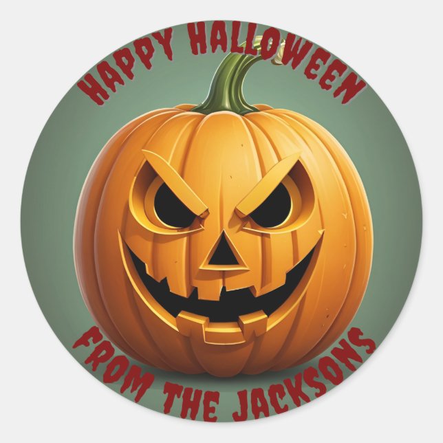 Adesivo Vinhetas clássicas redondas de Halloween felizes c (Frente)