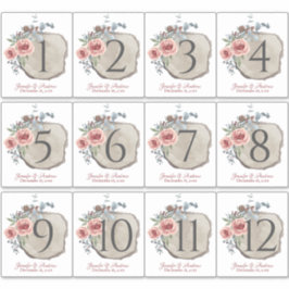 Adesivo Vinhetas com número de tabela de Rosa de fatia de