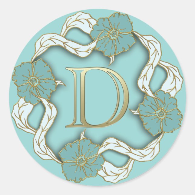 Adesivo vinhetas D iniciais de monograma (Frente)