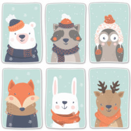 Adesivo Vinhetas de animais de inverno