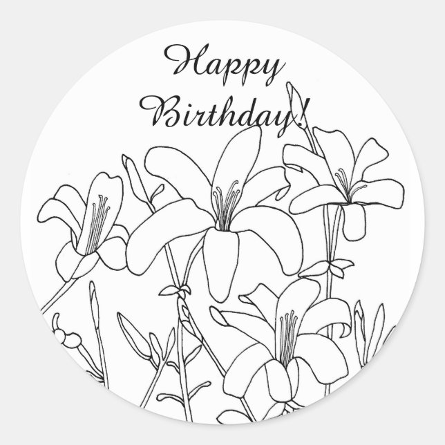 Adesivo Vinhetas de Aniversário com Primavera Outline Flow (Frente)
