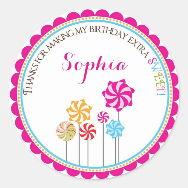 Adesivo Vinhetas de Aniversário do Candy Land PinWheel (Frente)