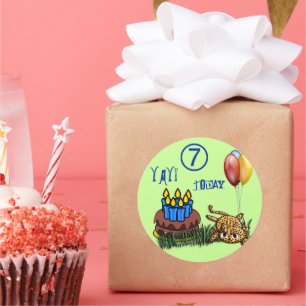 Adesivo Vinhetas de aniversário do Leopardo, de 7 anos, ul