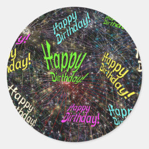 Adesivo Vinhetas de Aniversário Feliz Firecrackl
