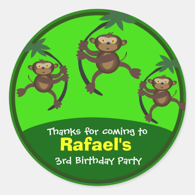 Adesivo Vinhetas de aniversário: Macacos (Frente)