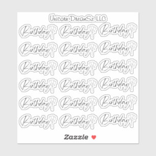 Adesivo Vinhetas de aniversário preto e branco