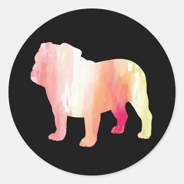 Adesivo Vinhetas de Aquarela para Buldogue (Frente)