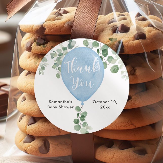 Adesivo Vinhetas de bebê do balão de eucalipto verde azul (Criador carregado)