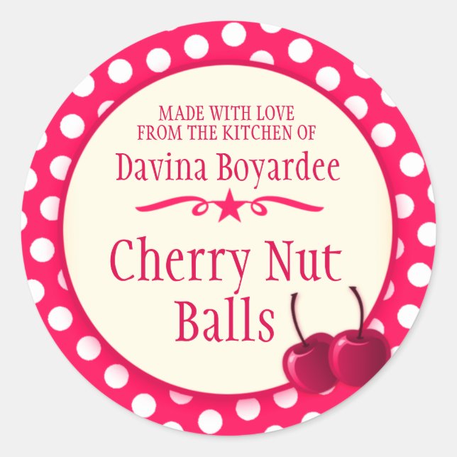 Adesivo Vinhetas de bolacha vermelha, de cereja redonda (Frente)