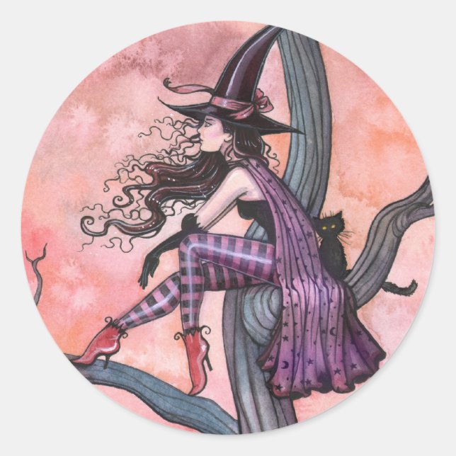 Adesivo Vinhetas de bruxas do Halloweeen por Molly Harriso (Frente)