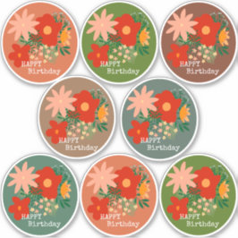 Adesivo Vinhetas de buquê de flor de aniversário FELIZMENT