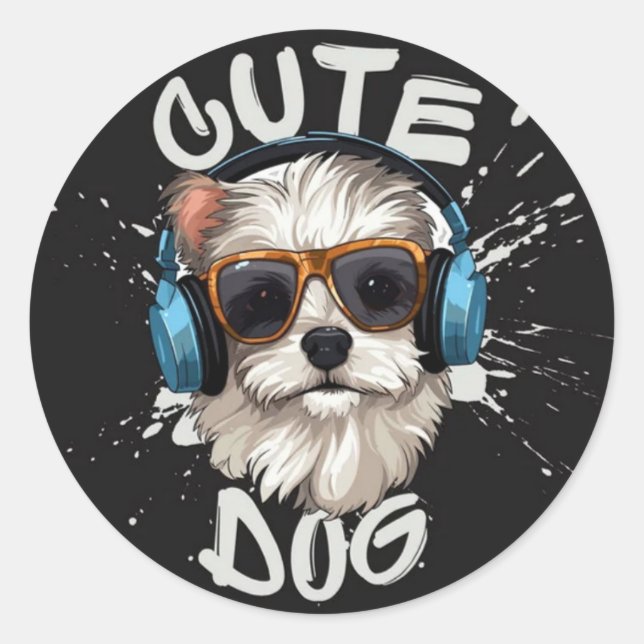 Adesivo Vinhetas de cães cortantes (Frente)