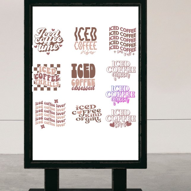 Adesivo Vinhetas de café gelado, com CUTE (Criador carregado)