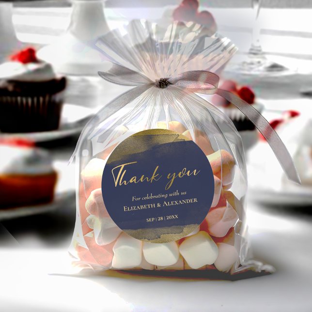 Adesivo Vinhetas de Casamento | Abstrato de Aquarela Azul (Criador carregado)