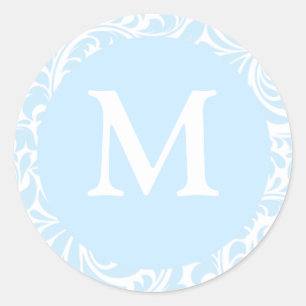 Adesivo Vinhetas De Casamento Azul E Branco, Monograma M S