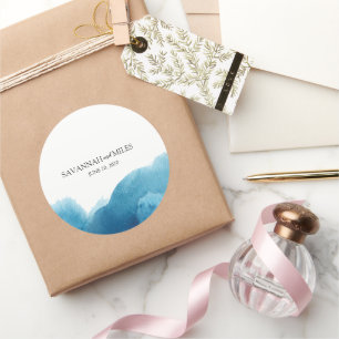 Adesivo Vinhetas de Casamento Azul Oceânico