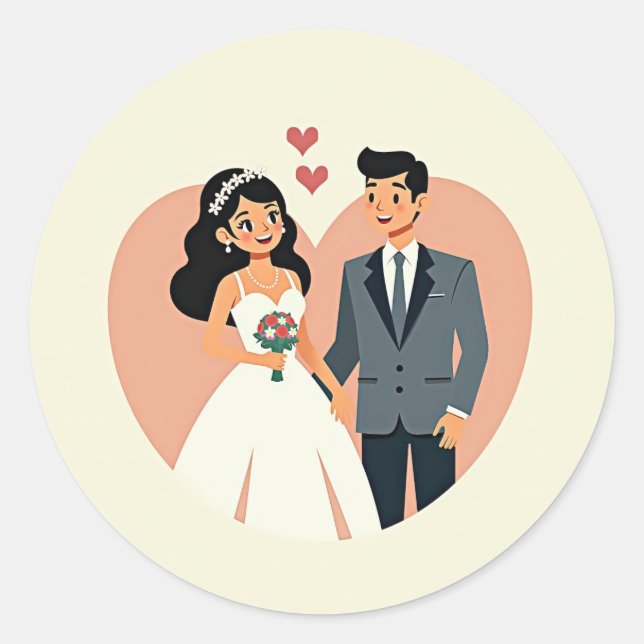 Adesivo Vinhetas de Casamento Cardíacas (Frente)