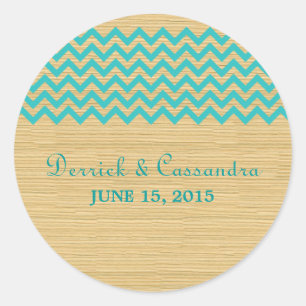 Adesivo Vinhetas de Casamento Chevron Rustic Teal
