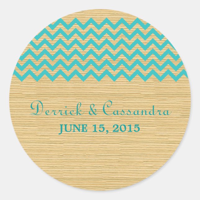 Adesivo Vinhetas de Casamento Chevron Rustic Teal (Frente)