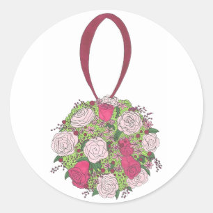 Adesivo Vinhetas de Casamento com Buquê de Flores de Rosa 