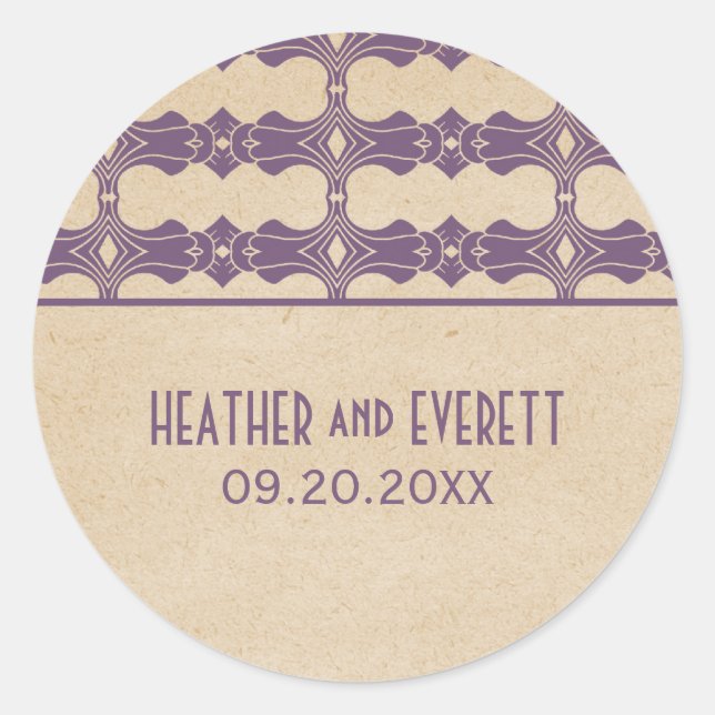 Adesivo Vinhetas de Casamento com Deco de Arte Roxo (Frente)