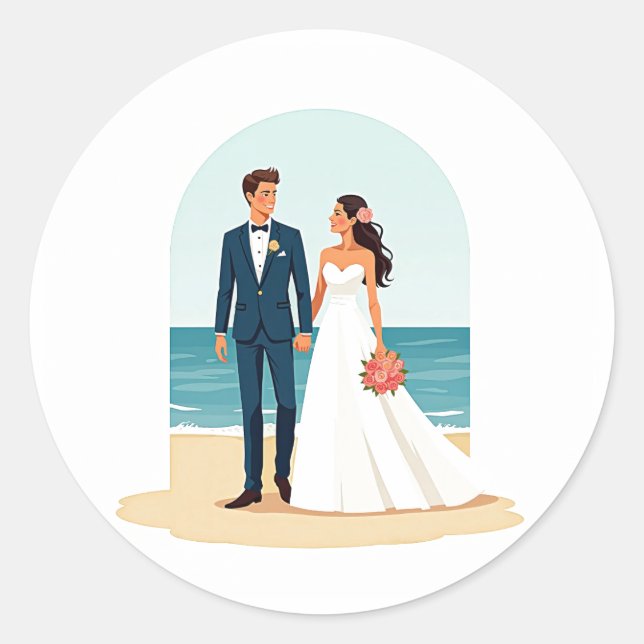 Adesivo Vinhetas de Casamento da Felicidade do Oceano (Frente)