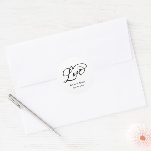 Adesivo Vinhetas de Casamento de Cores Editáveis para Dia  (Envelope)