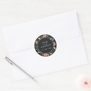 Adesivo Vinhetas de Casamento de Flor Negra Elegante