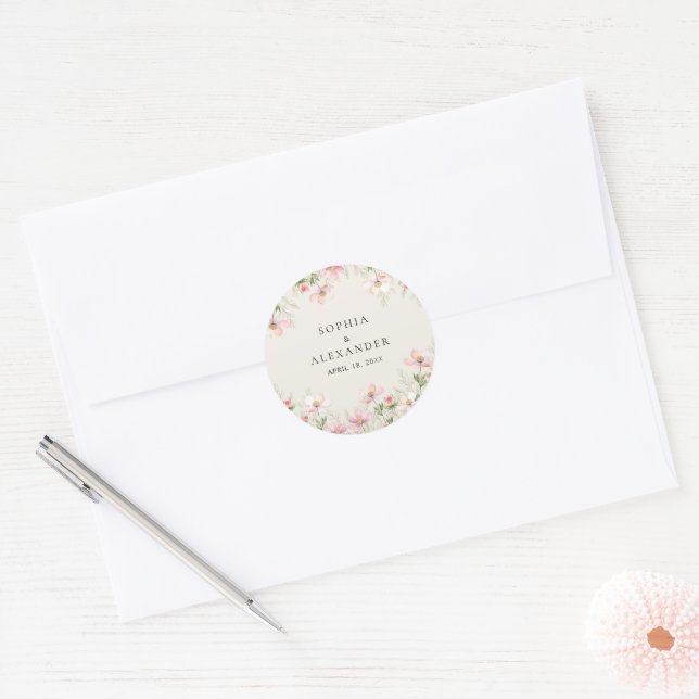Adesivo Vinhetas de Casamento de Flores Selvagens (Envelope)