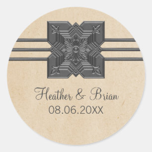 Adesivo Vinhetas de Casamento de Fronteira Beige Medallion