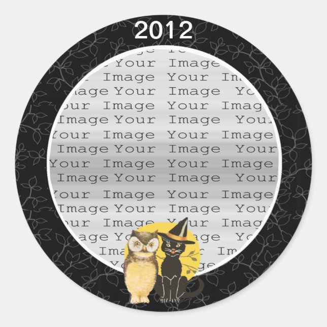 Adesivo Vinhetas de Casamento de Halloween de Cat & Owl (Frente)