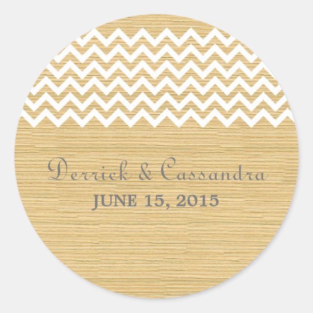 Adesivo Vinhetas De Casamento De Ivory Rustic Chevron (Frente)