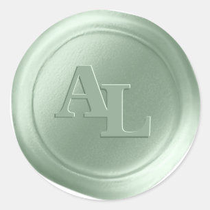 Adesivo Vinhetas de Casamento de Laurel Green Wax Seal Mon
