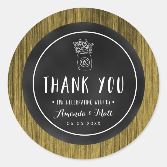 Adesivo Vinhetas de Casamento de Mason Jar Russo Personali (Frente)