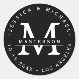 Adesivo Vinhetas de Casamento de Monograma Clássico Negro 