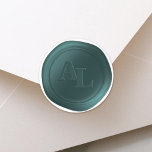 Adesivo Vinhetas de Casamento de Monograma de Seal de Teal<br><div class="desc">Os adesivos de Casamento de Monograma de Seal de Teal Escuro usam uma fonte de serifa linda e duas letras iniciais. Estes adesivos usam o primeiro nome do casal de casamento. Use os adesivos Monogramo Faux Wax Seal para o toque perfeito para salvar as datas, os convites para casamento ou...</div>