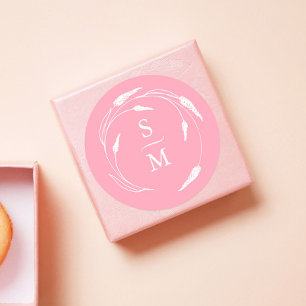 Adesivo Vinhetas de Casamento de Monograma Rosa