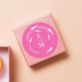 Adesivo Vinhetas de Casamento de Monograma Rosa Fuchsia