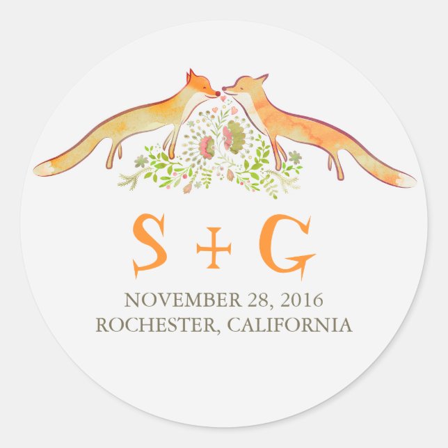 Adesivo Vinhetas de Casamento de Raposas (Frente)