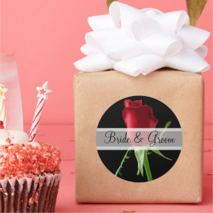 Adesivo Vinhetas de Casamento de Rosa vermelha Elegante