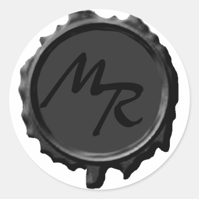 Adesivo Vinhetas de Casamento de Selo do Monograma Preto (Frente)