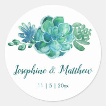 Vinhetas de Casamento de Suculentes de Aquarelas V