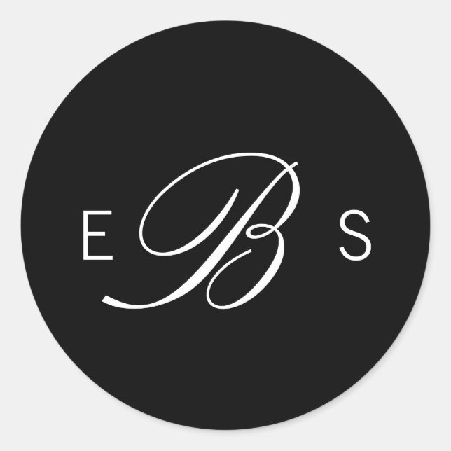 Adesivo Vinhetas de Casamento do Círculo Elegante Preto (Frente)