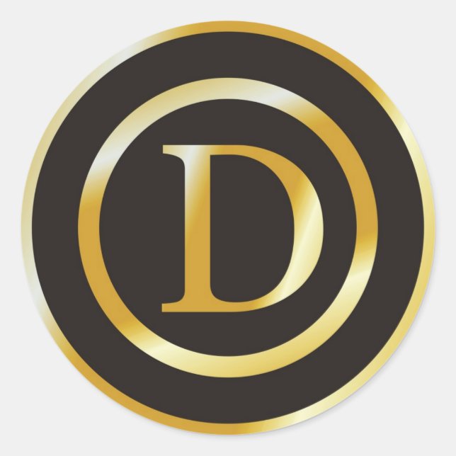 Adesivo Vinhetas de Casamento do Monograma Dourado D Inici (Frente)