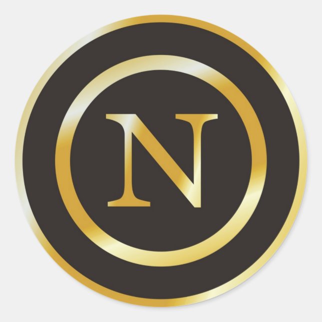 Adesivo Vinhetas de Casamento do Monograma Dourado inicial (Frente)